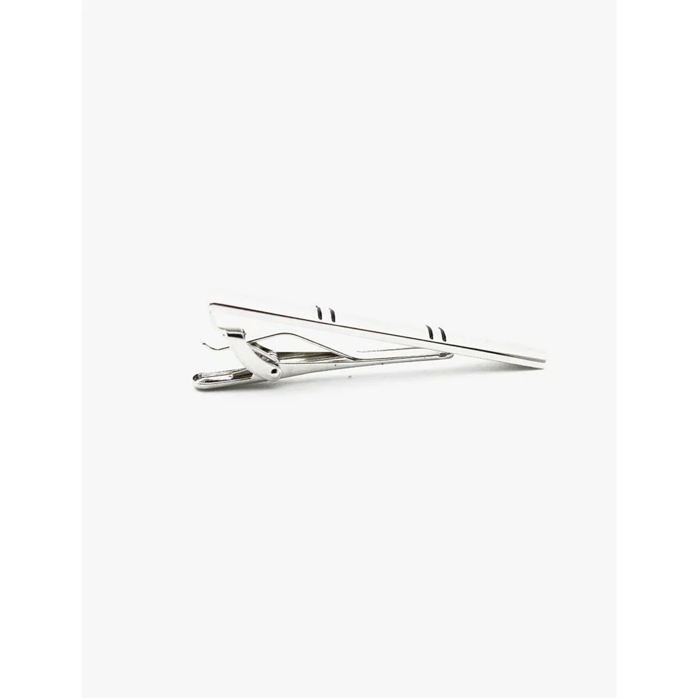 Silver Stripe Design Tie Bar - Image 2