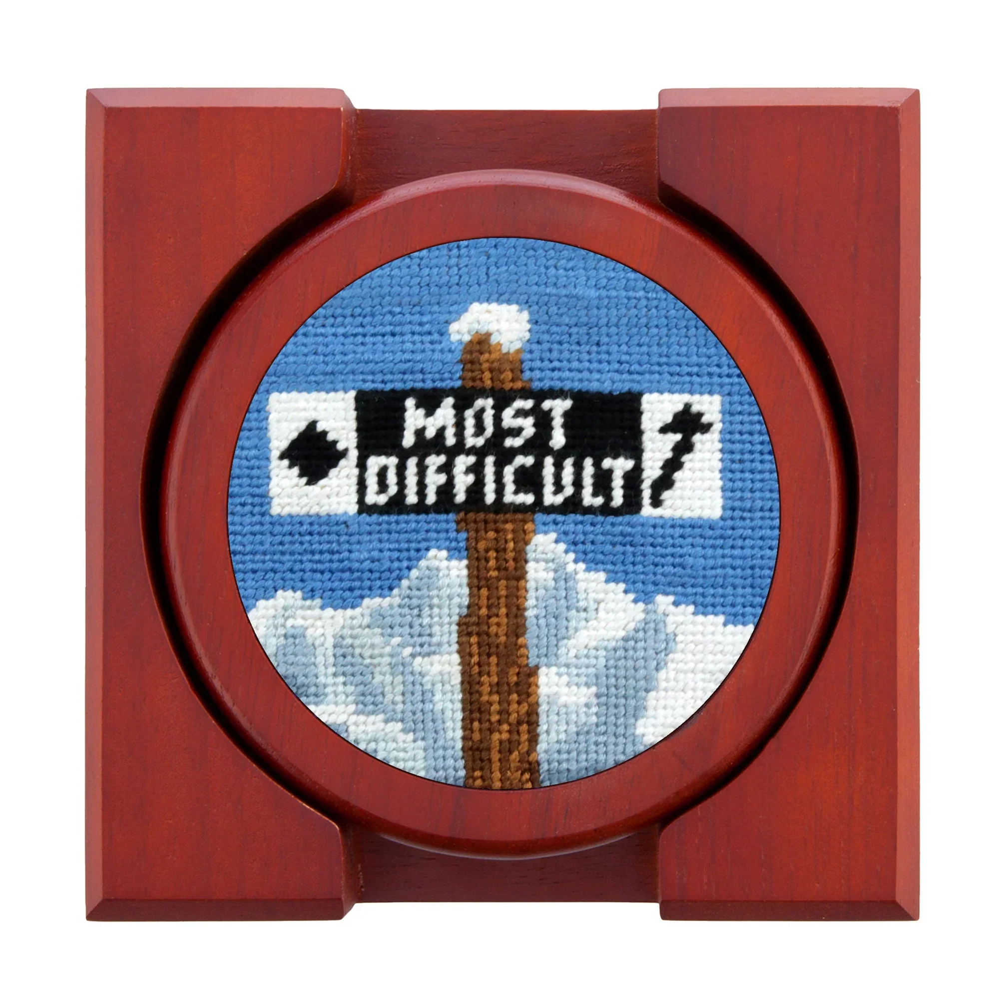 Ski Trails Needlepoint Coasters (Set of 4 with holder) - Image 2