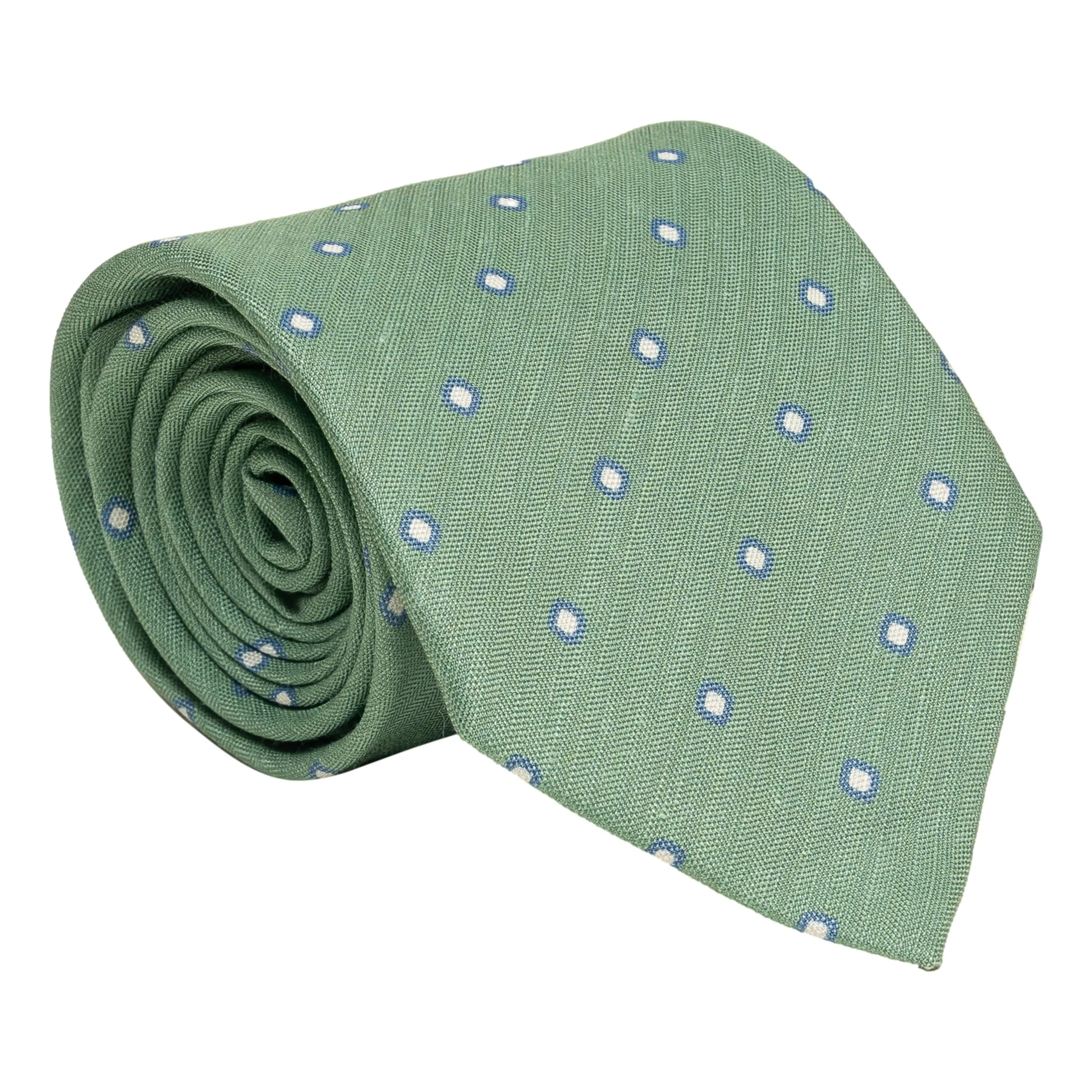 Small Diamond Bullseye Silk and Linen Tie - Image 2