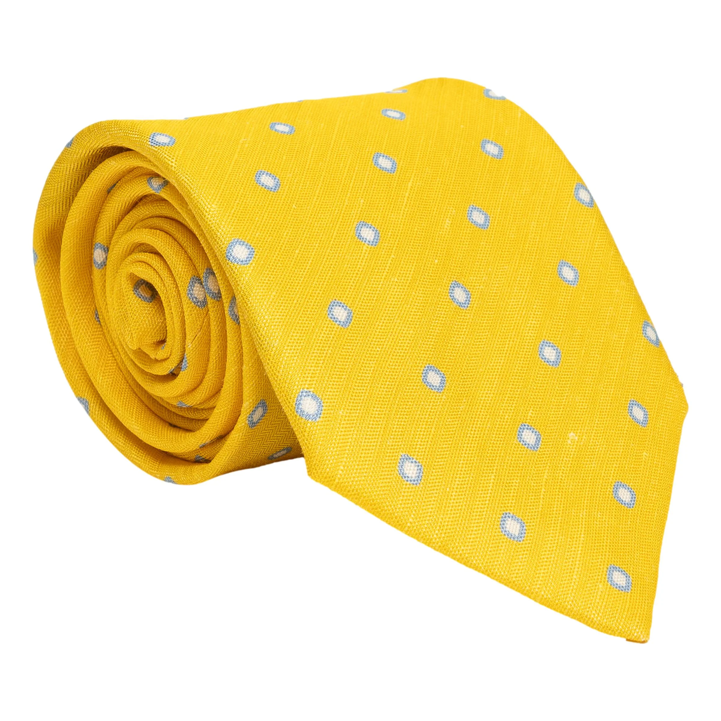 Small Diamond Bullseye Silk and Linen Tie - Image 4