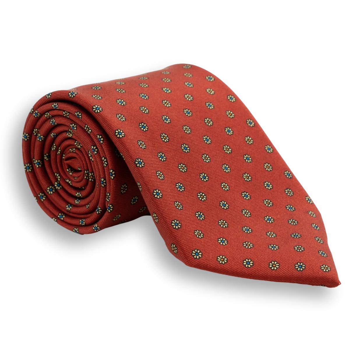 Small Flower Motif Silk Tie - Image 4