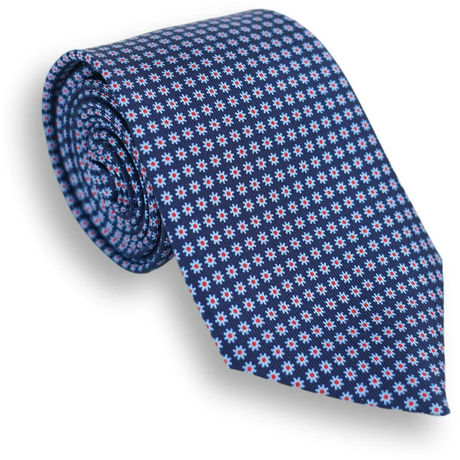 Small Flower Motif Silk Tie - Image 2
