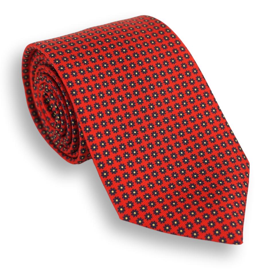 Small Flower Motif Silk Tie - Image 5