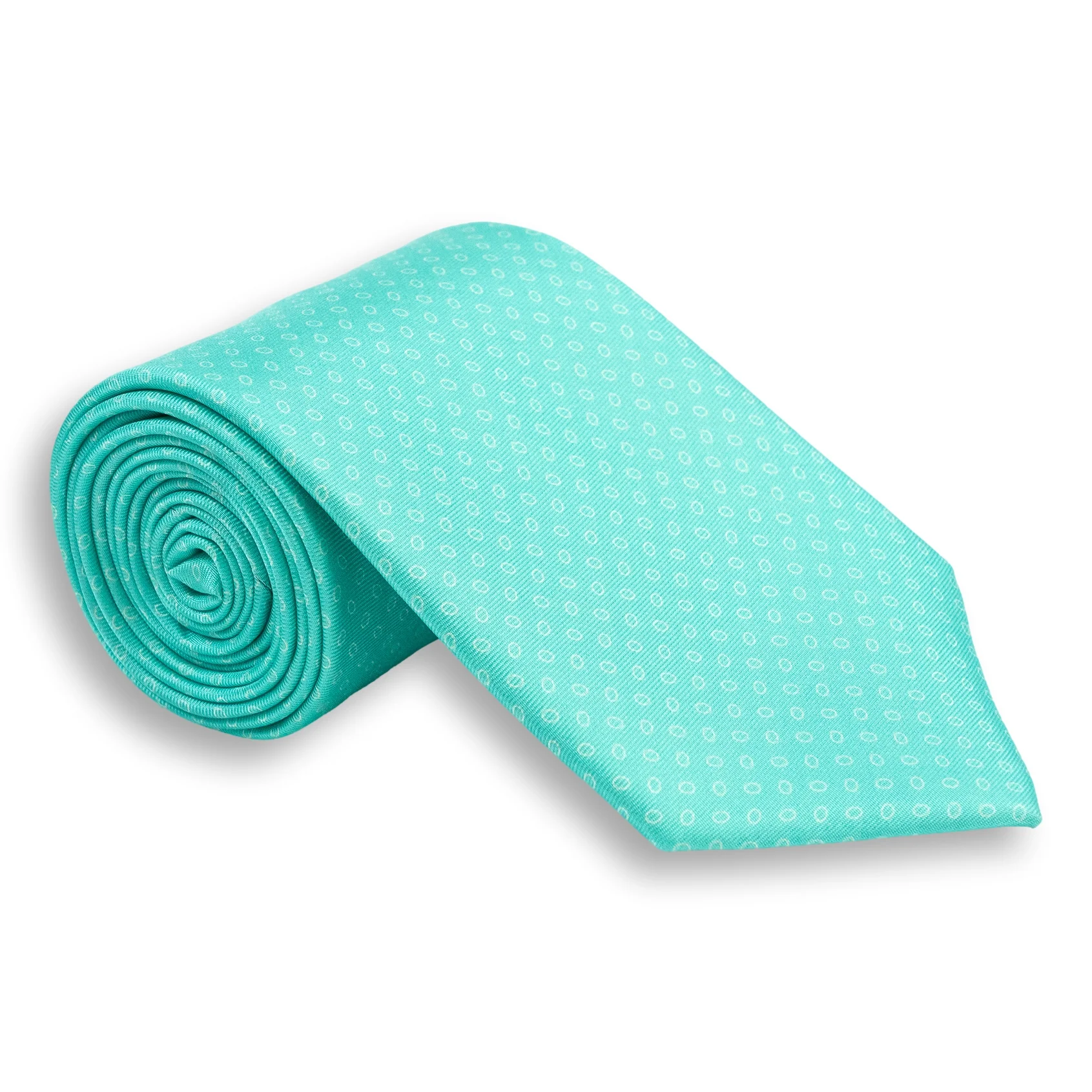 Small White Circular Pattern Silk Print Tie - Image 2