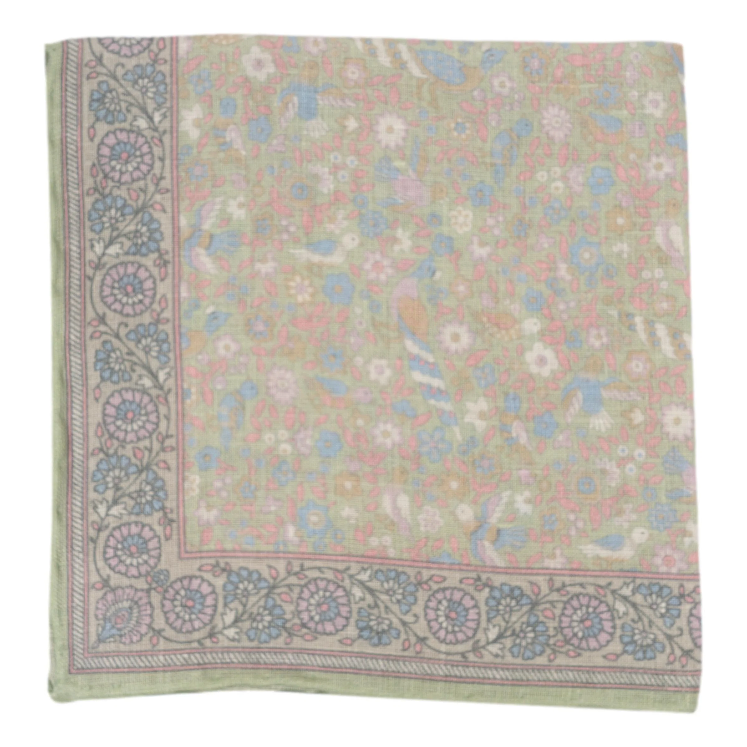 Spring Birds and Flowers Linen Pocket Square - Image 4