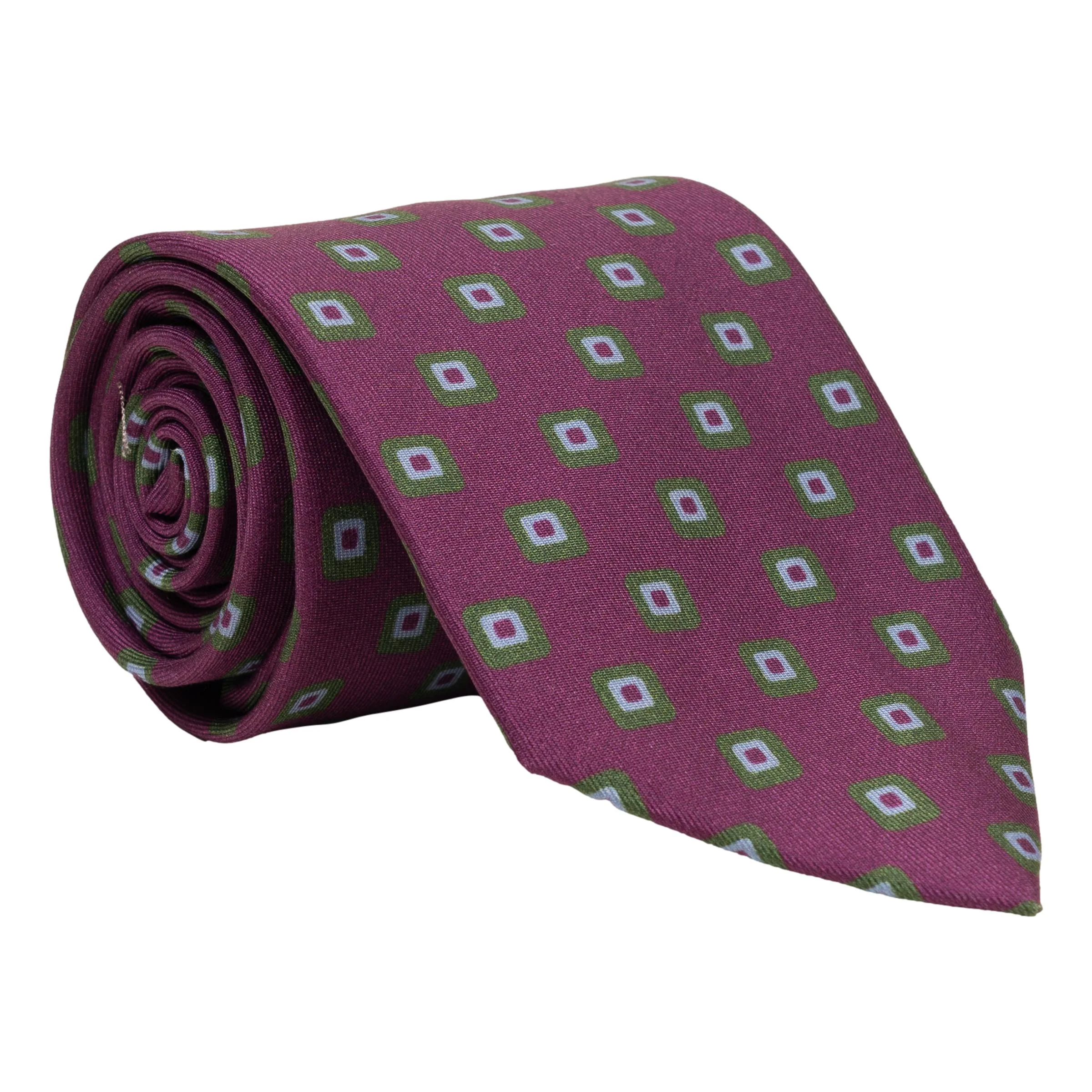 Square Abstract Bullseye Patterned Silk Tie - Image 3