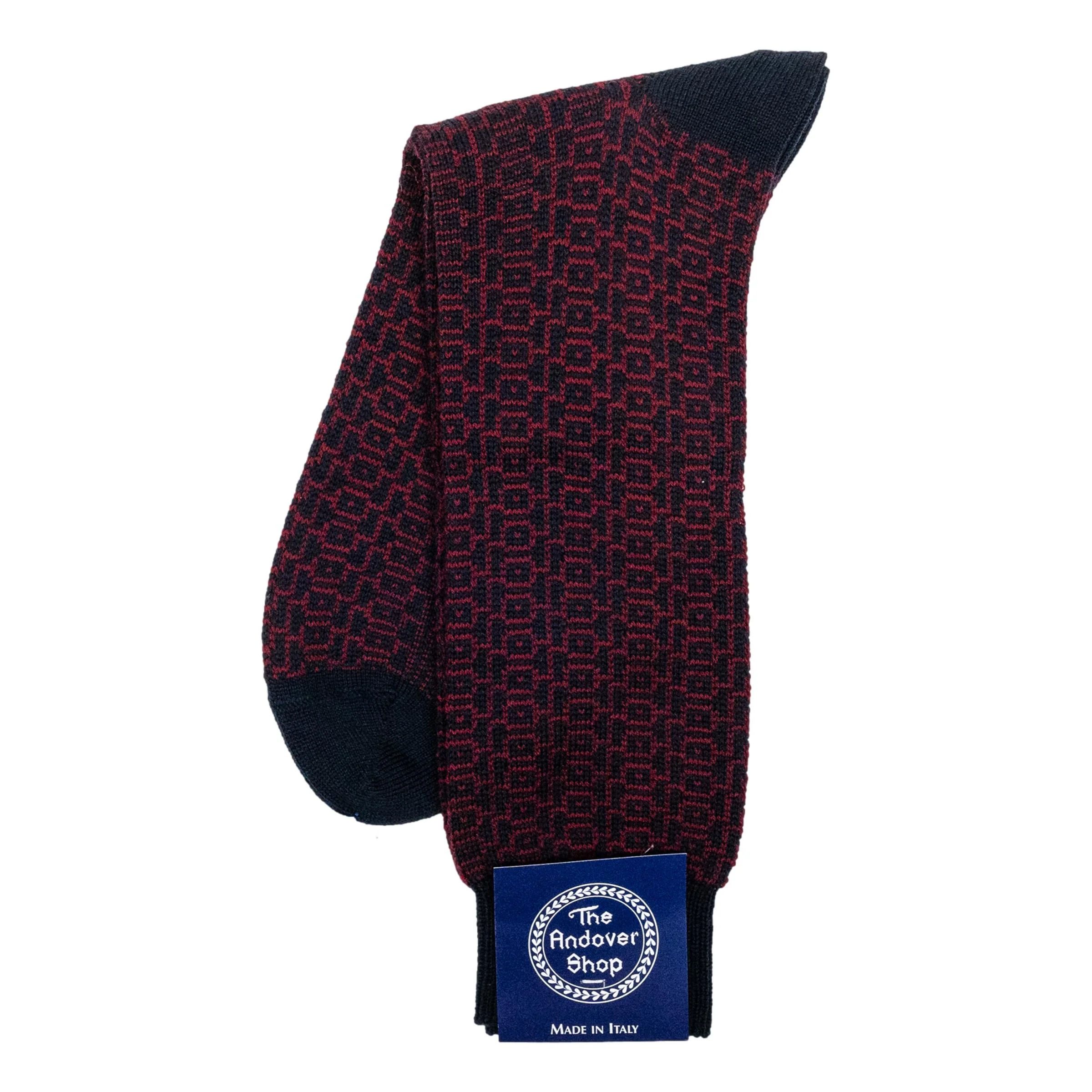 Squared Geo Patterned Wool Mid-Calf Dress Sock - Image 2