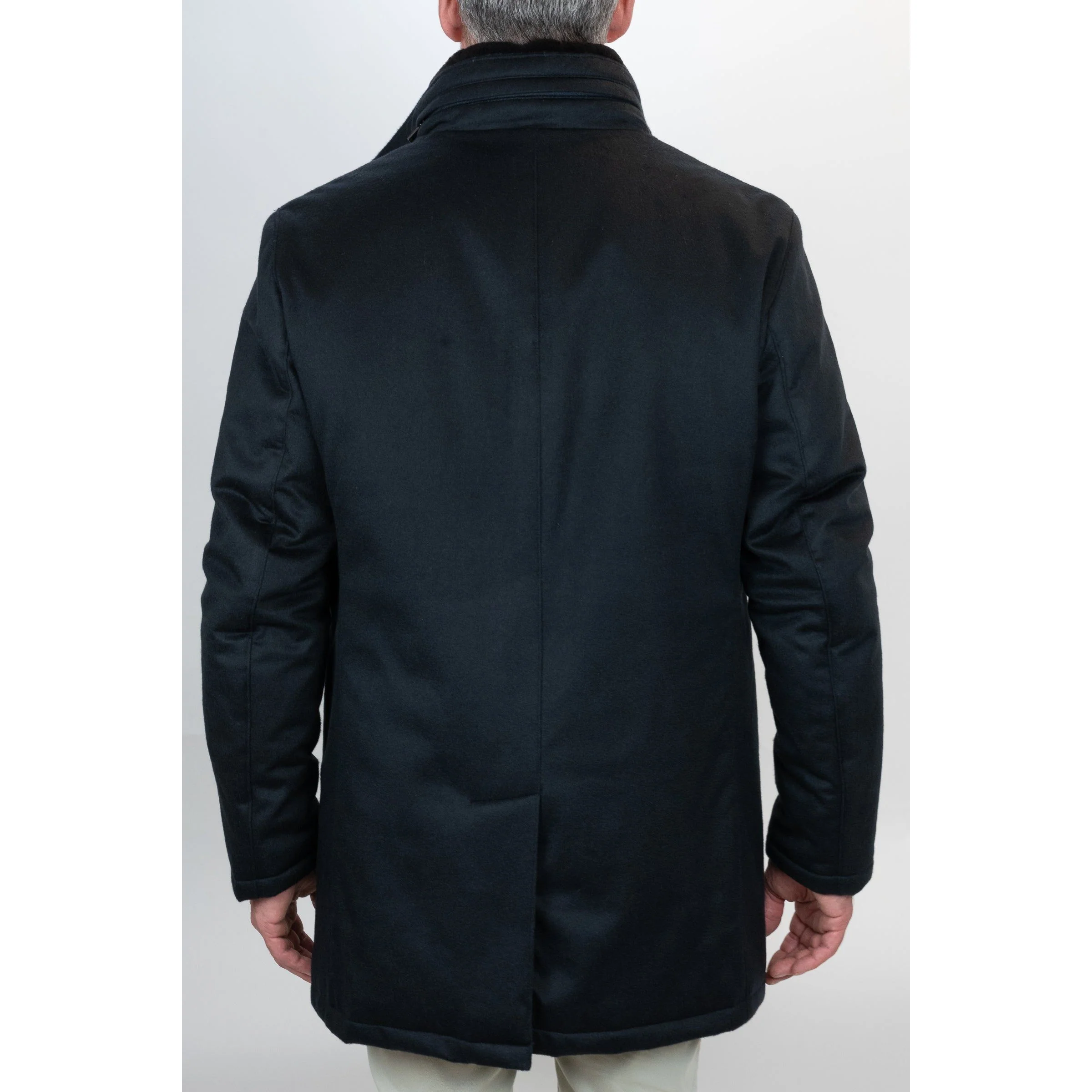 Storm System Cashmere Coat with Shearling Trim - Image 5
