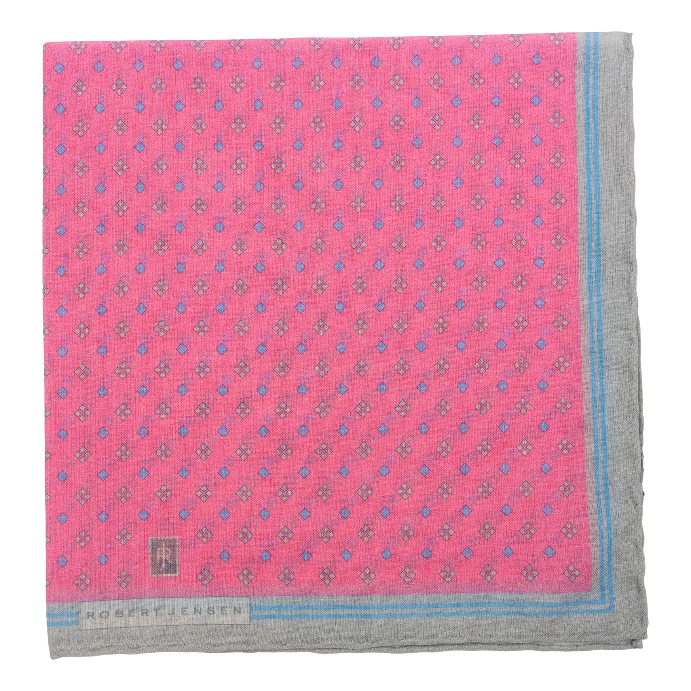 Stripe Border with Diamond Pattern Cotton Pocket Square - Image 5