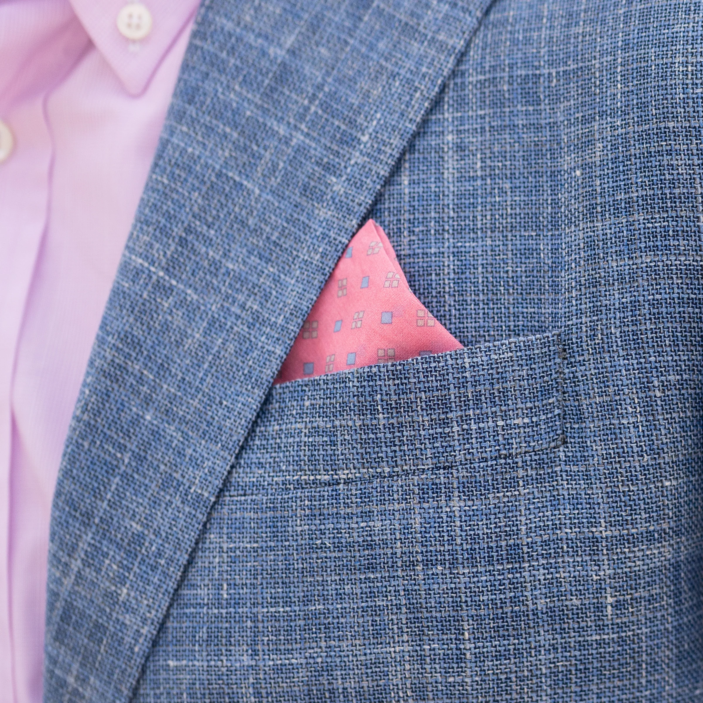Stripe Border with Diamond Pattern Cotton Pocket Square - Image 6