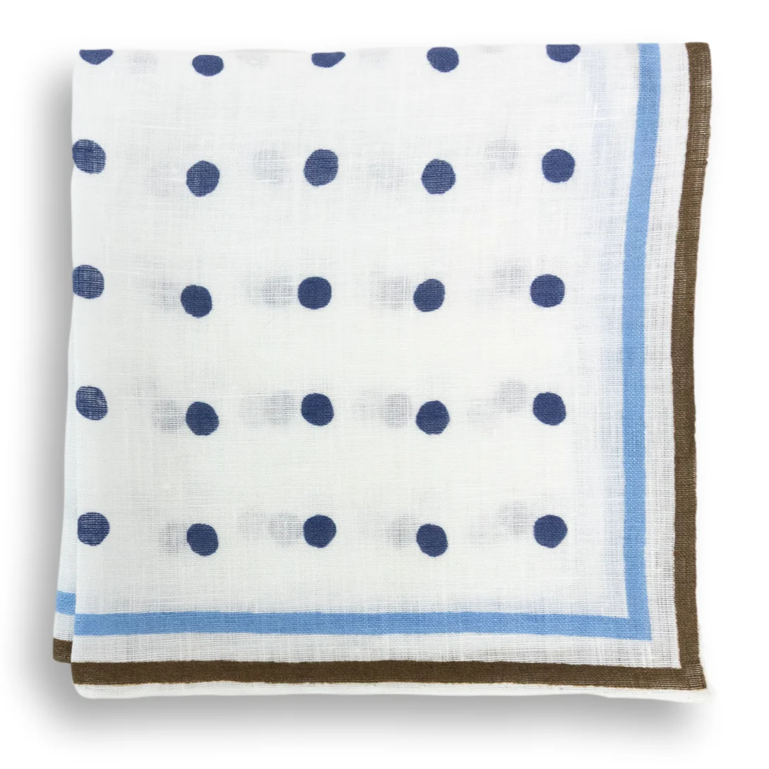 Stripe Bordered Polka Dot Linen Pocket Square - Image 3