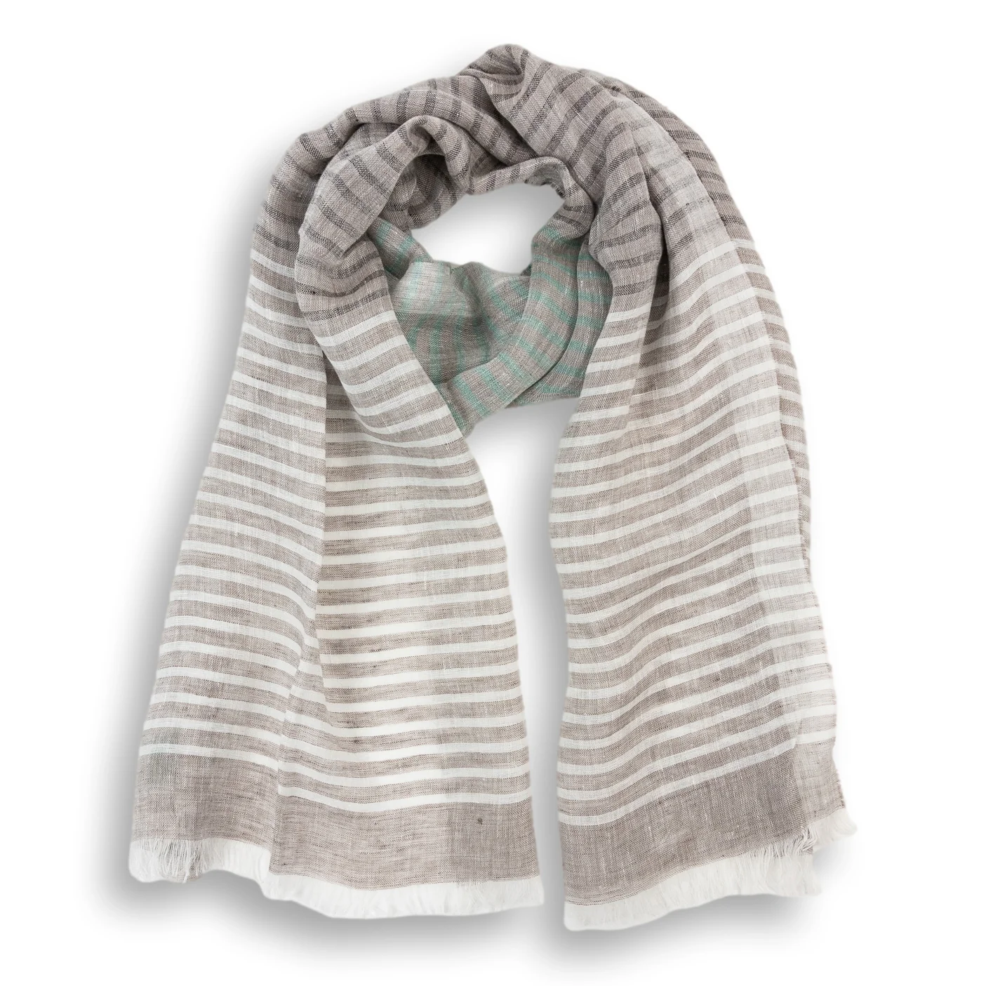 Striped Linen Woven Scarf - Image 2
