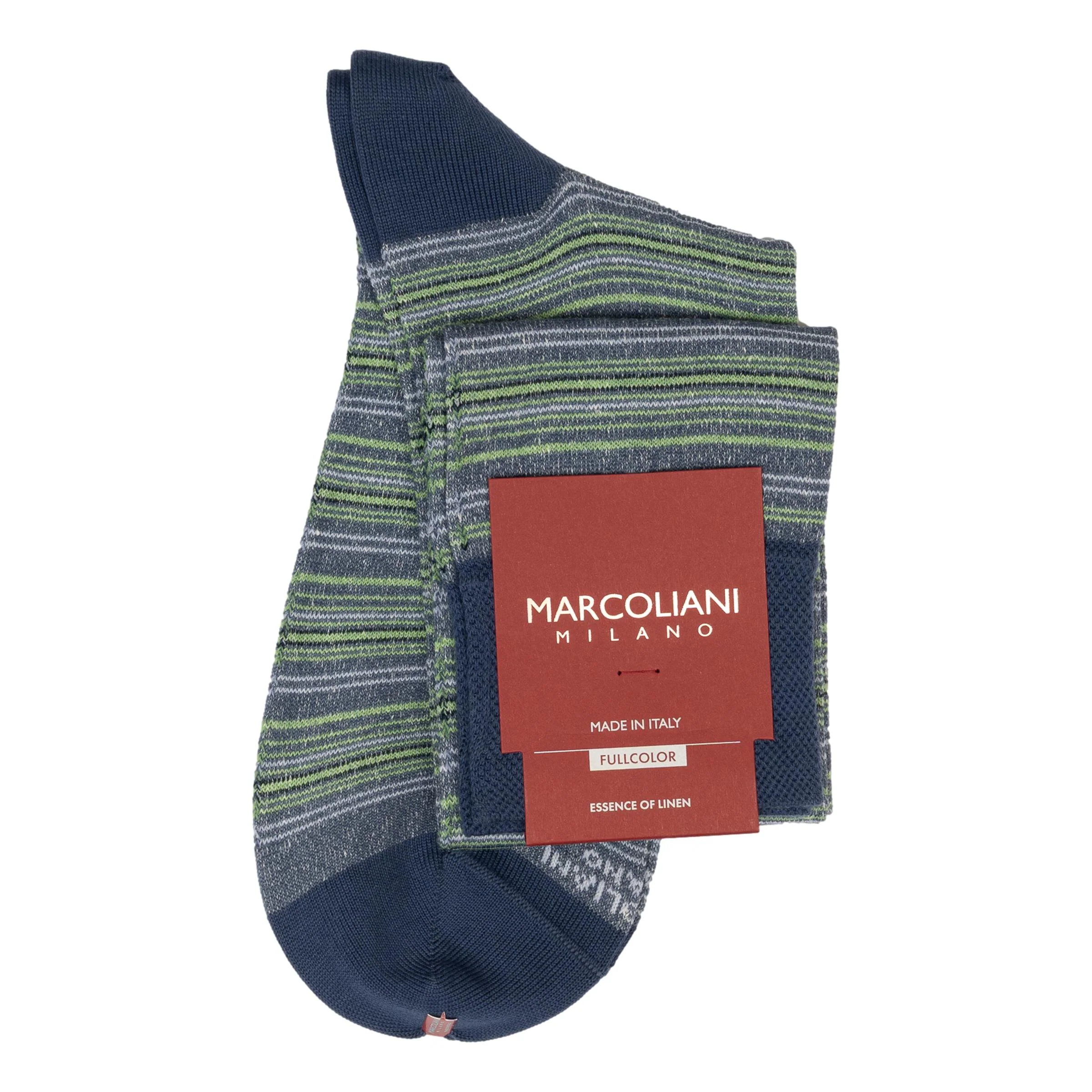 T-Shirt Stripe Linen Cotton Blend Over the Calf Dress Socks - Image 2
