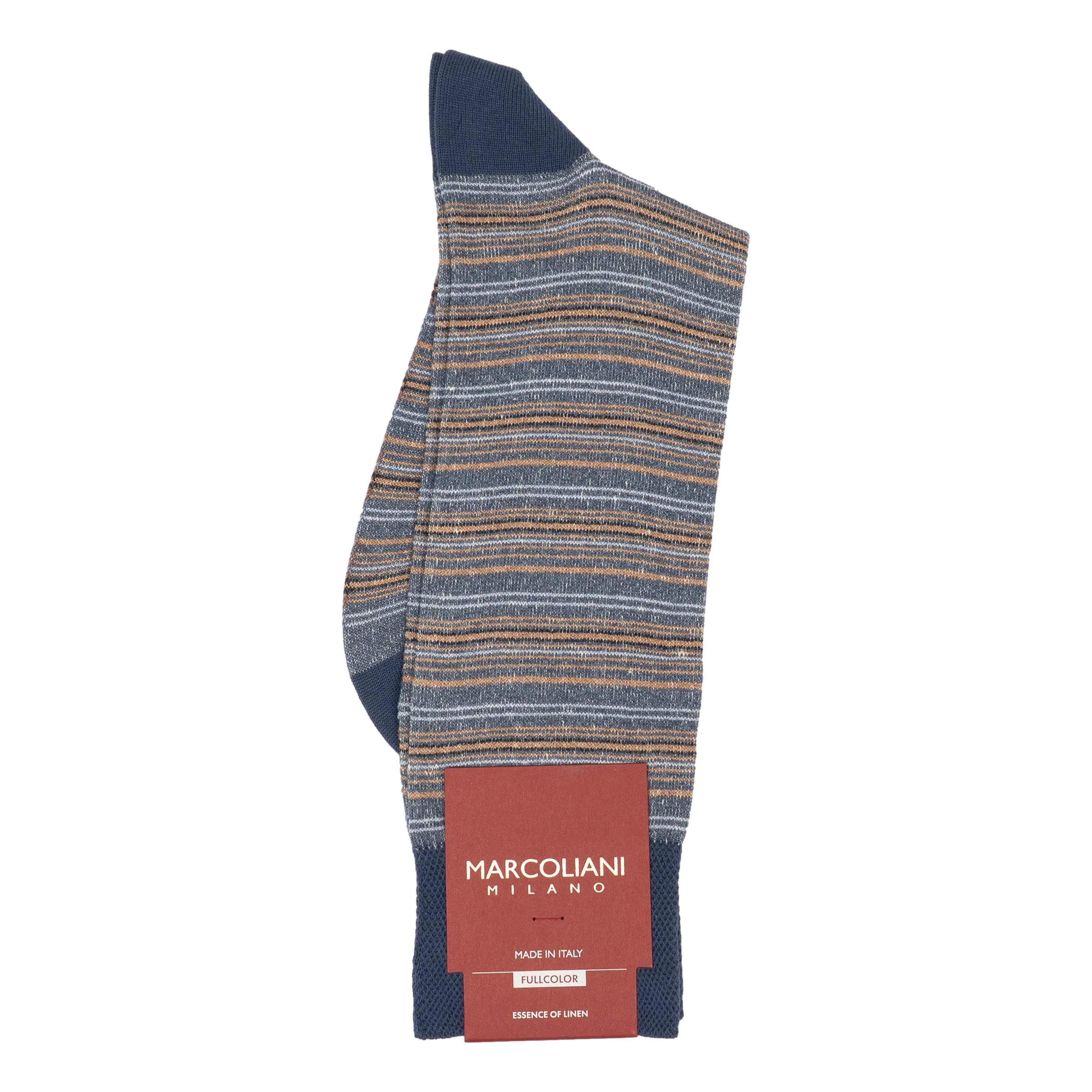 T-Shirt Stripe Linen Cotton Blend Mid-Calf Dress Socks - Image 2