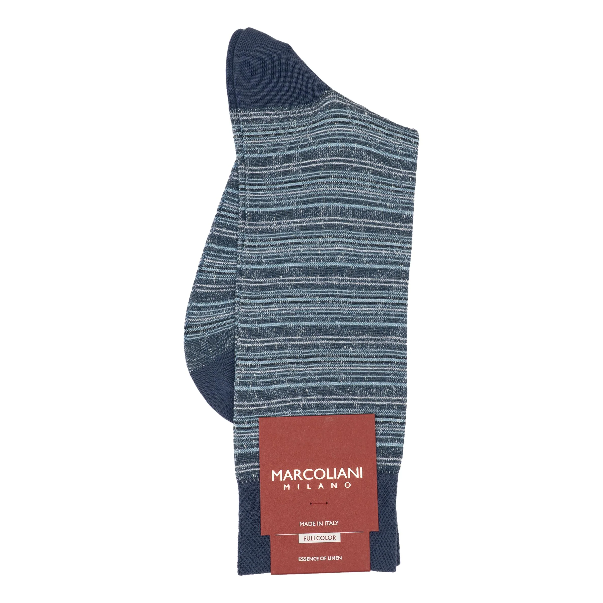 T-Shirt Stripe Linen Cotton Blend Mid-Calf Dress Socks - Image 3