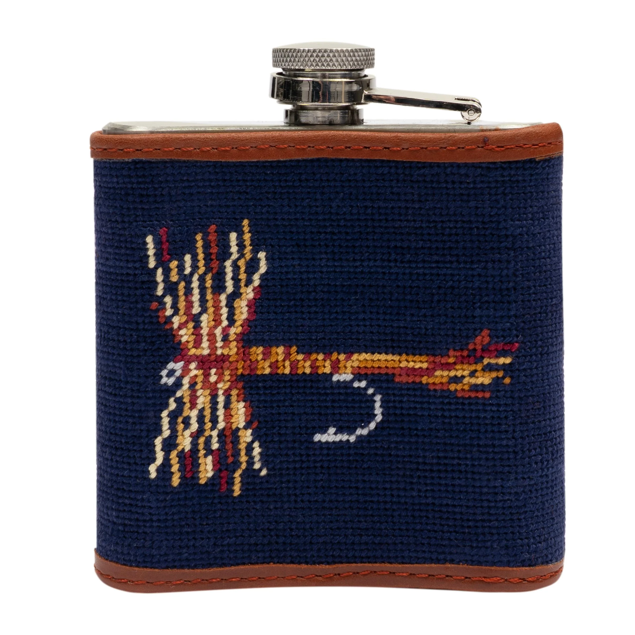 Trout and Fly Needlepoint Flask - Image 2