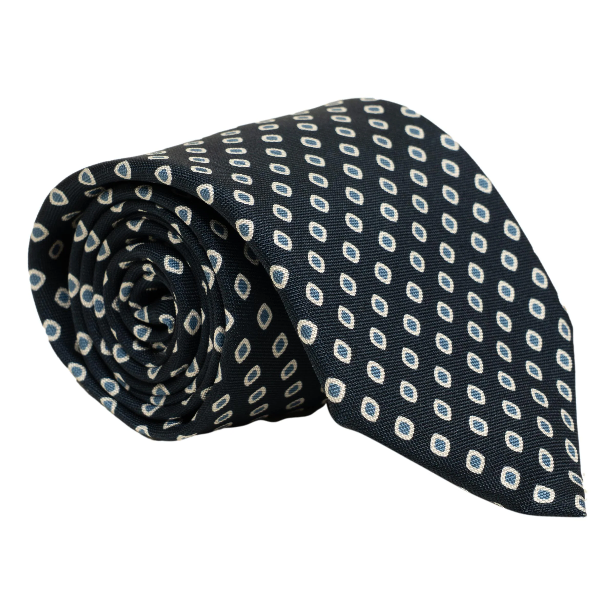 White and Blue Diamond Silk Tie - Image 4