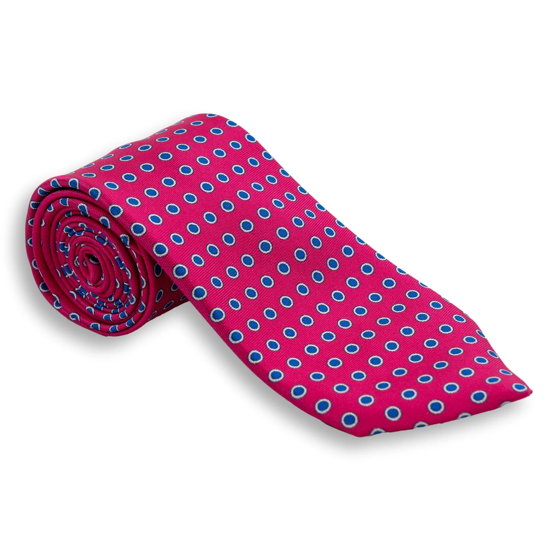 White Bordered Dot Silk Tie - Image 2