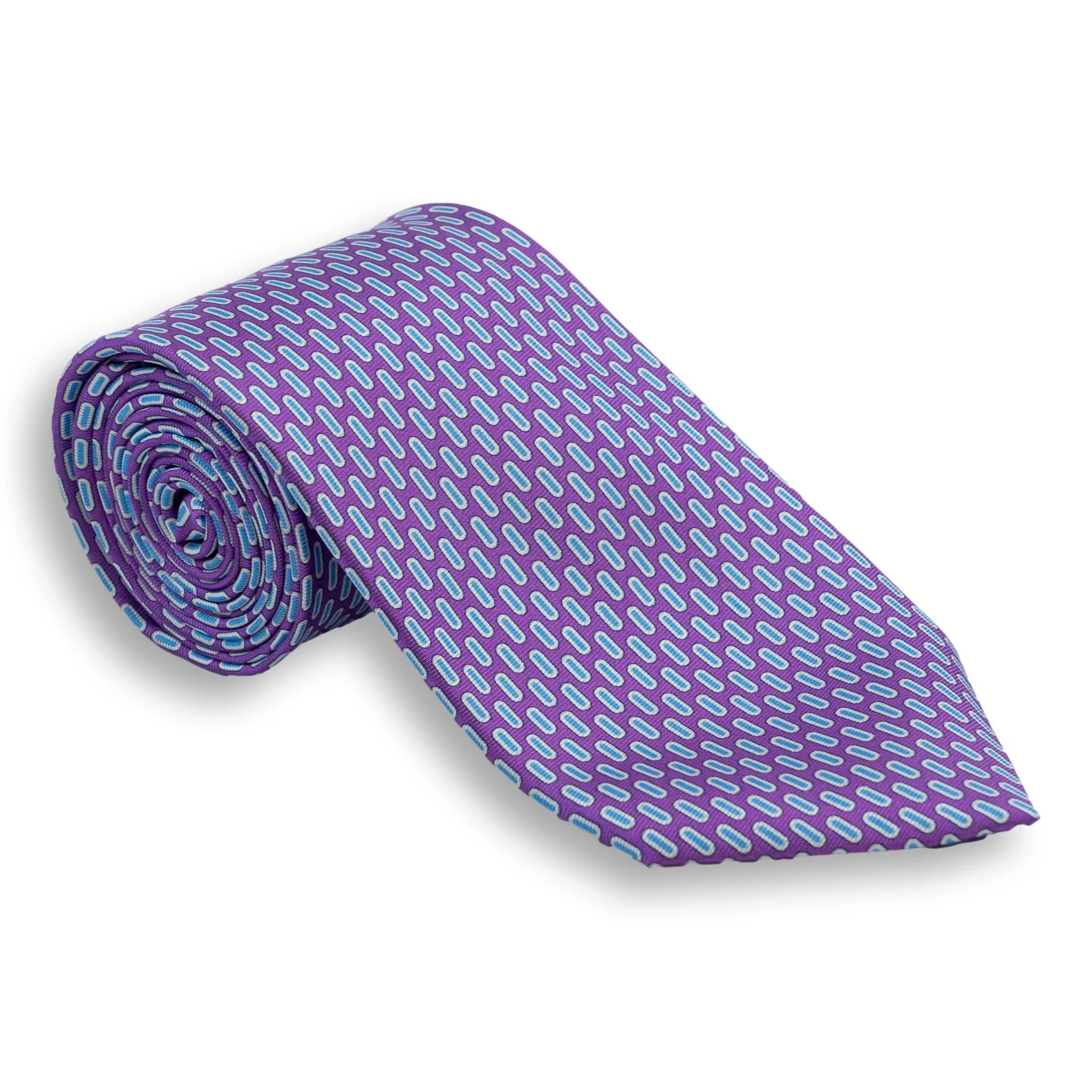 White Bordered Oval Silk Tie - Image 2