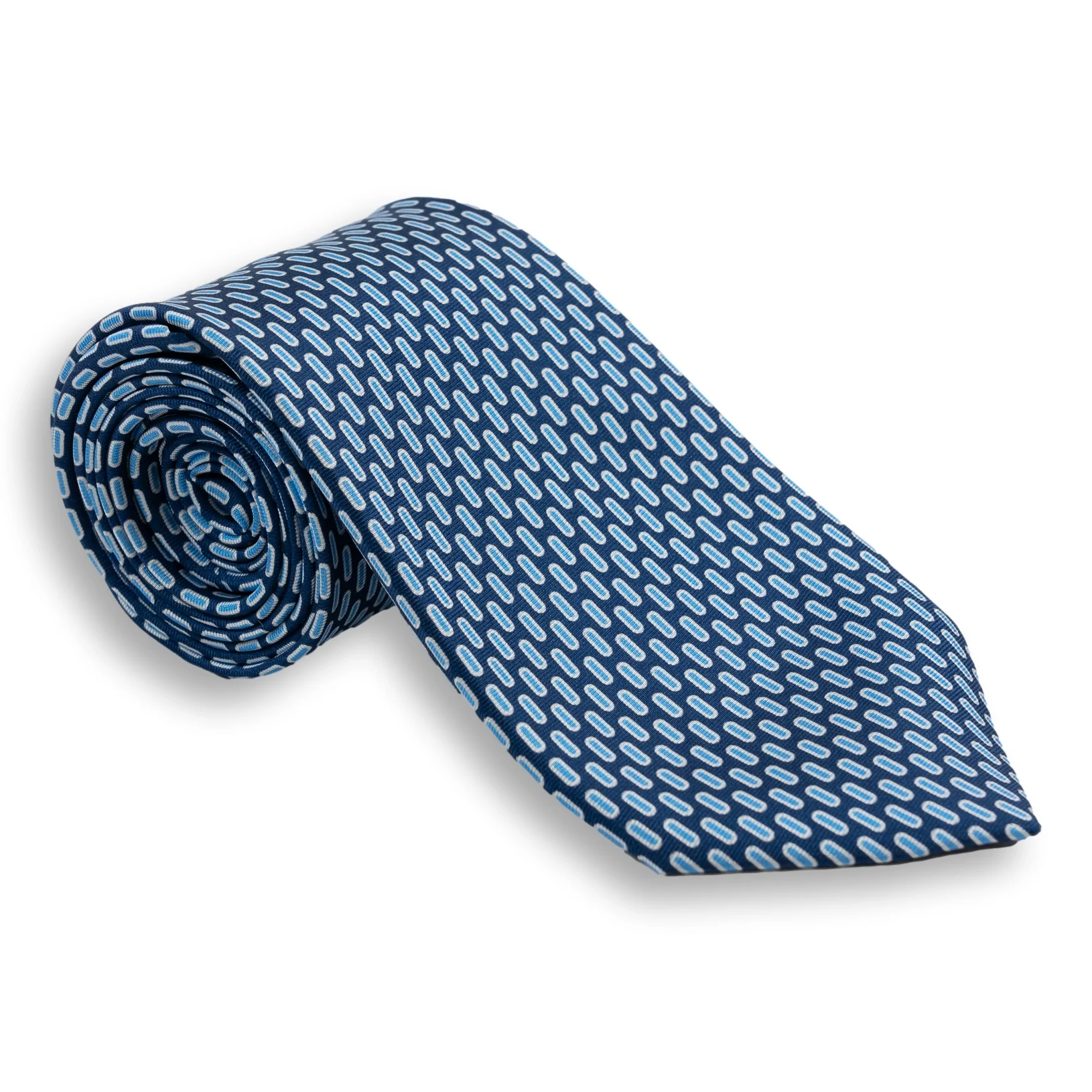 White Bordered Oval Silk Tie - Image 3