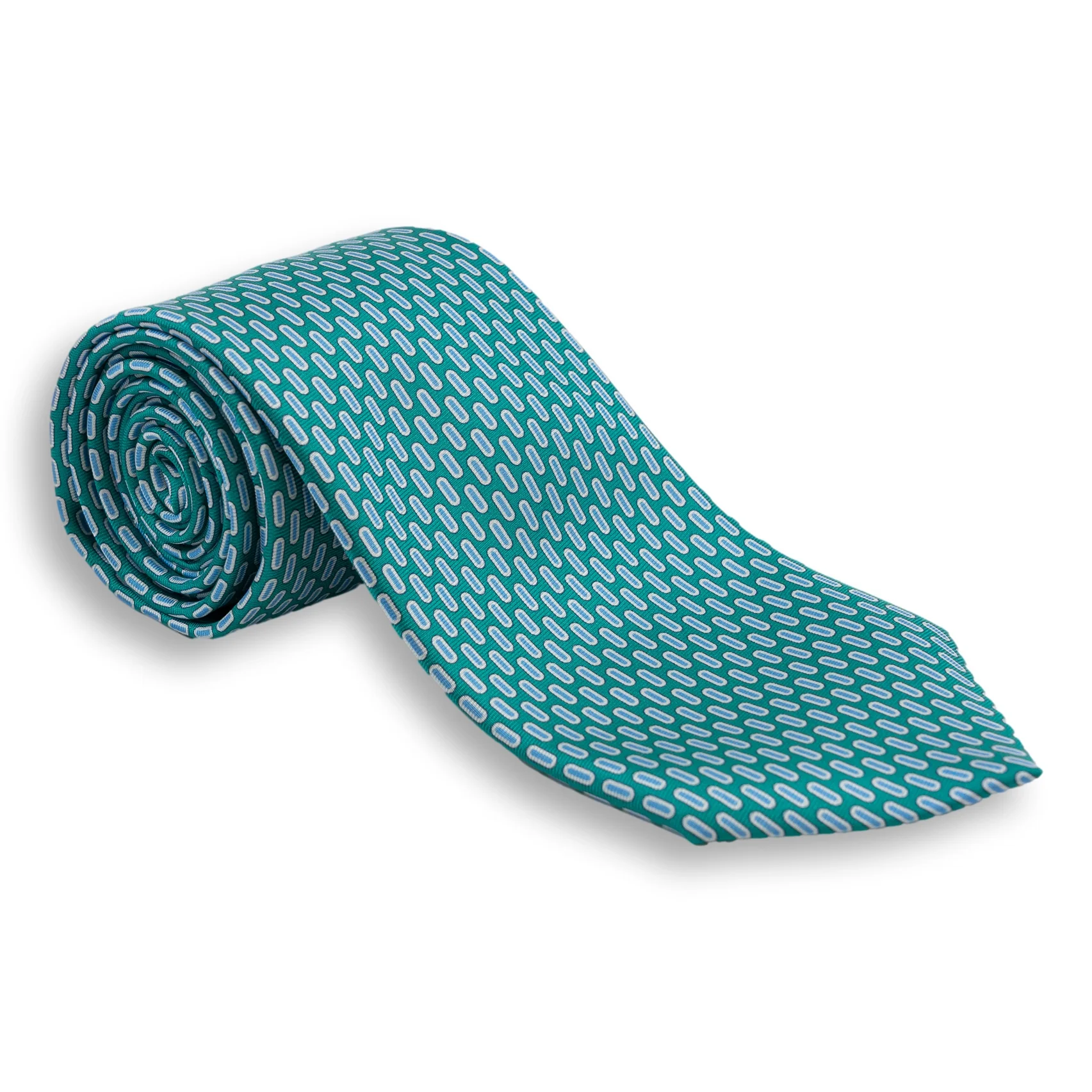 White Bordered Oval Silk Tie - Image 4