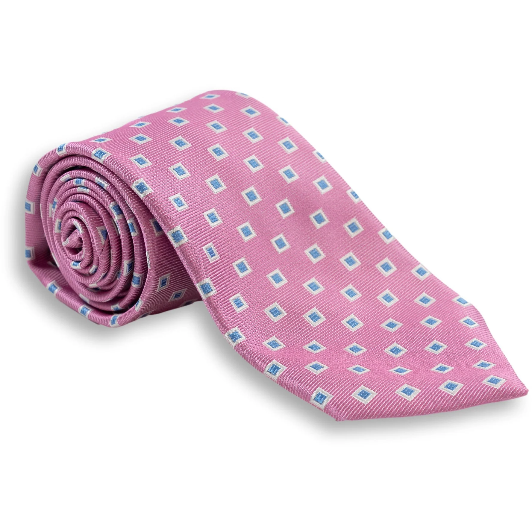 White Bordered Square Woven Silk Tie - Image 3