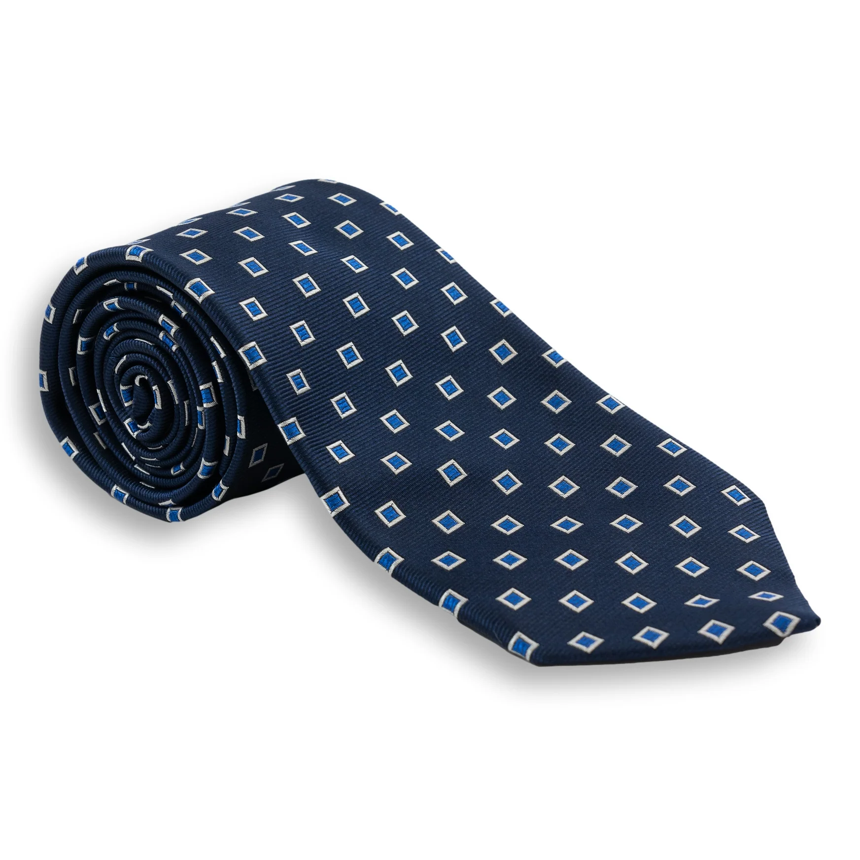 White Bordered Square Woven Silk Tie - Image 4
