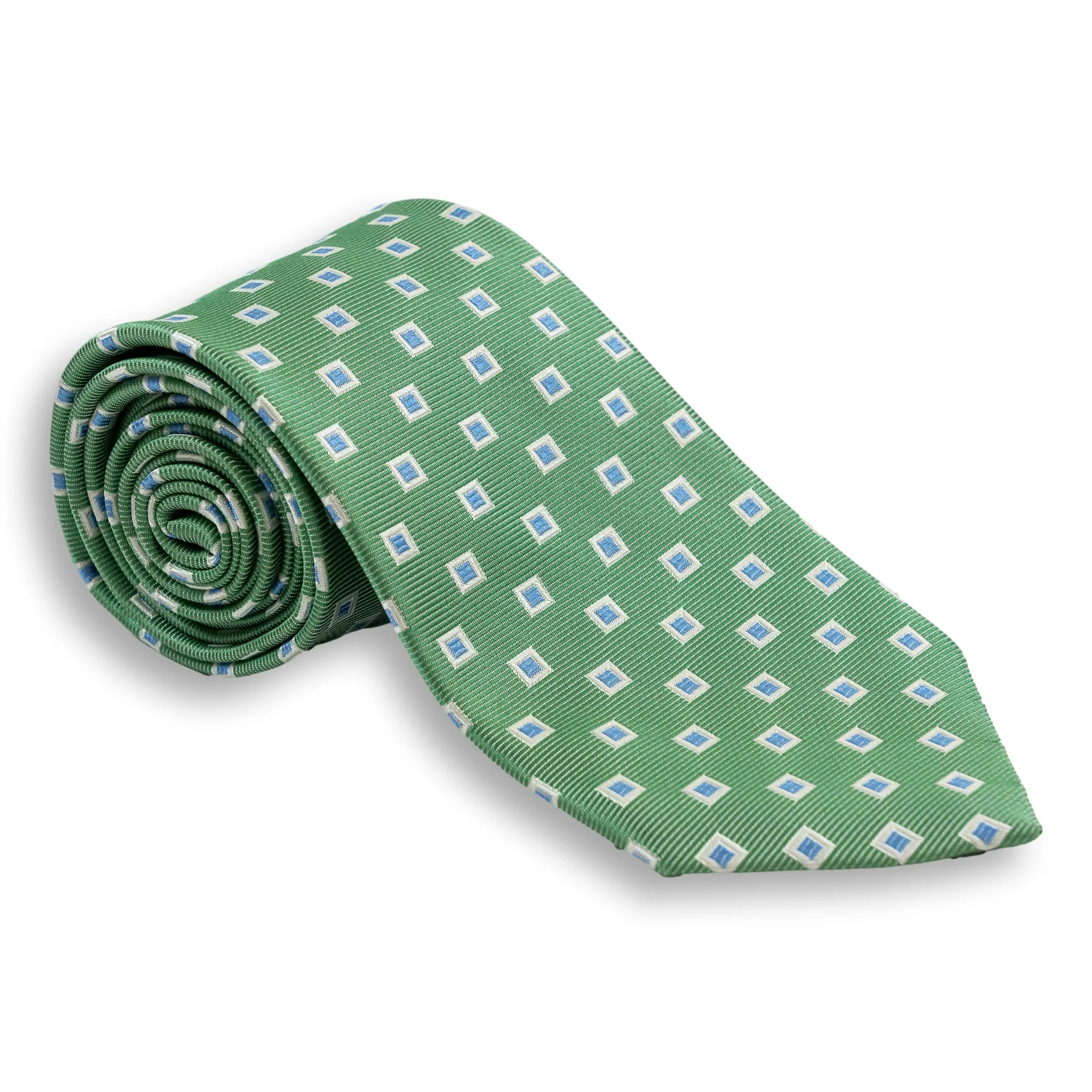 White Bordered Square Woven Silk Tie - Image 5