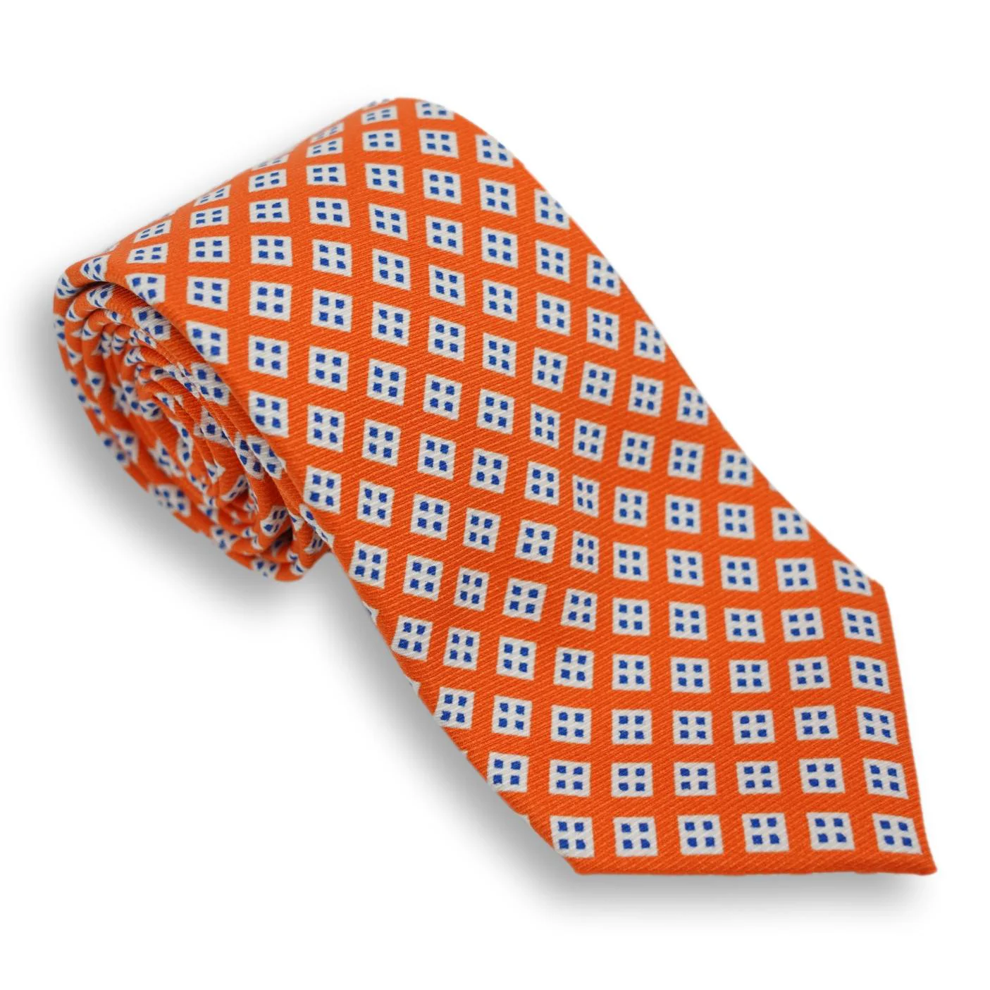 White Diamond with Light Blue Diamonds Motif Silk Tie - Image 4