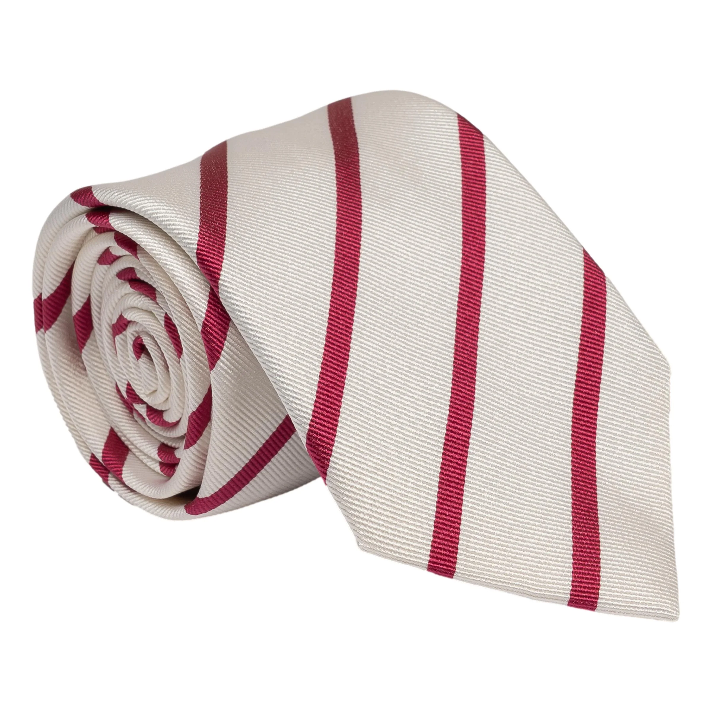 White Ground Repp Stripe Silk Tie - Image 3