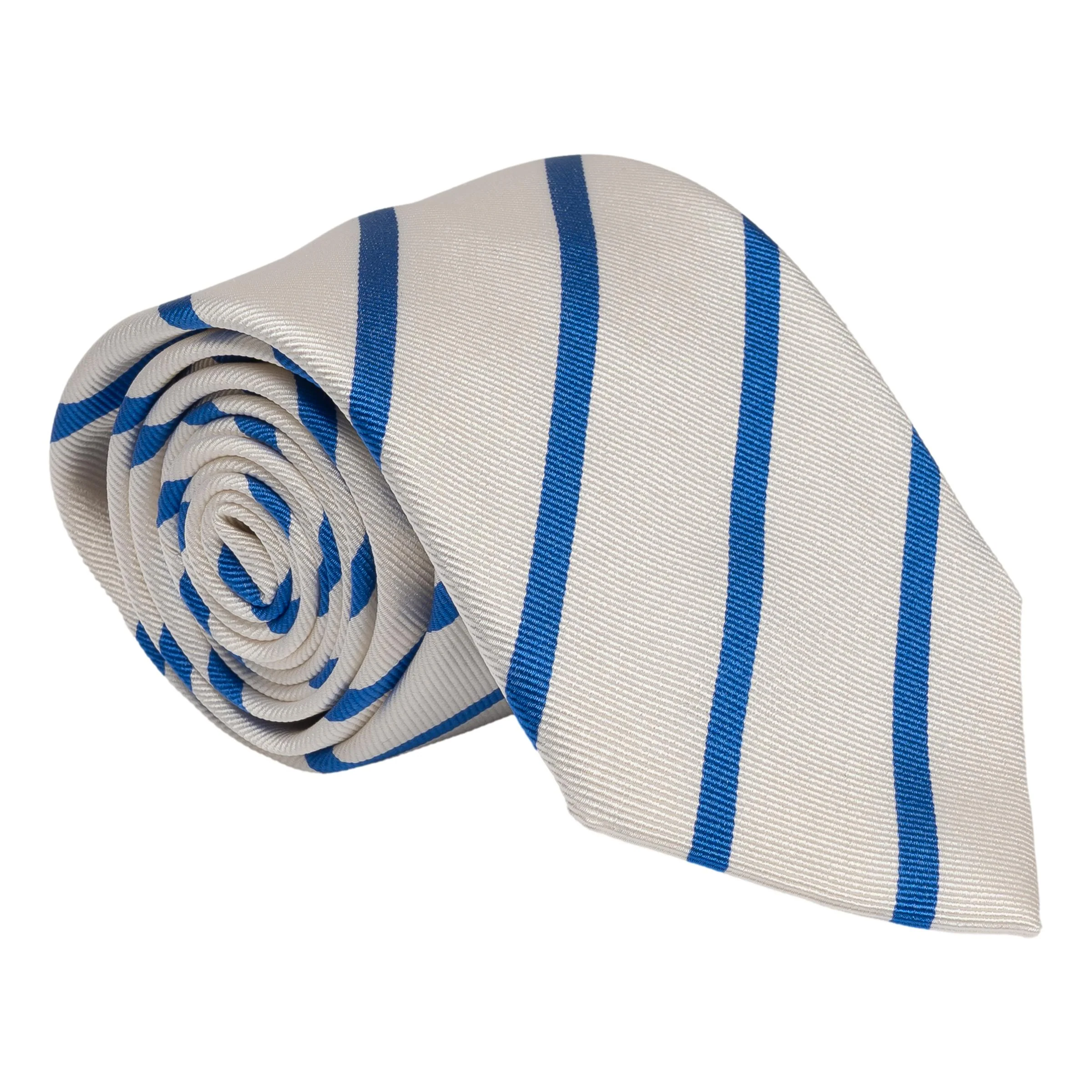 White Ground Repp Stripe Silk Tie - Image 5