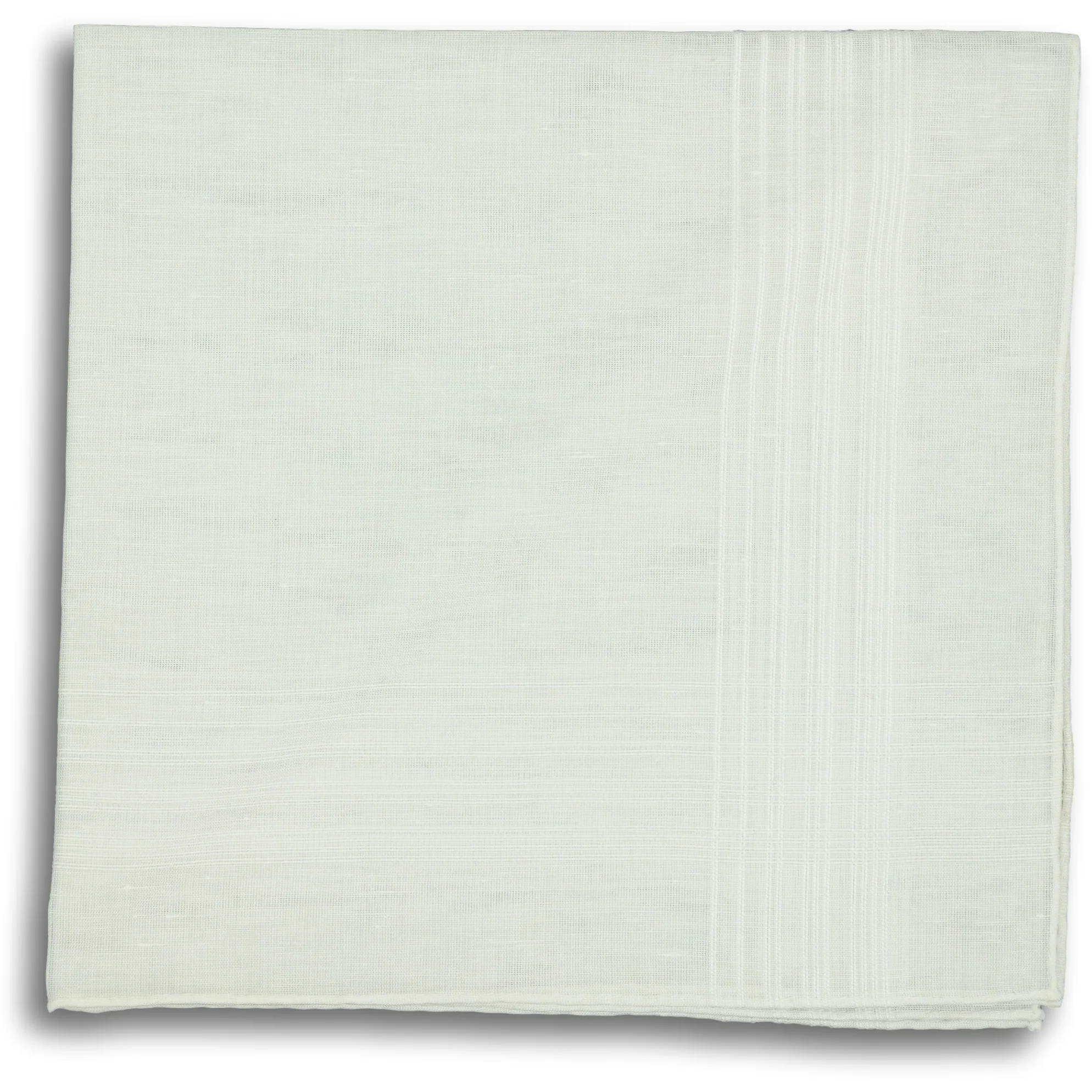 White Pocket Square with Stitched Striped Border - Image 2
