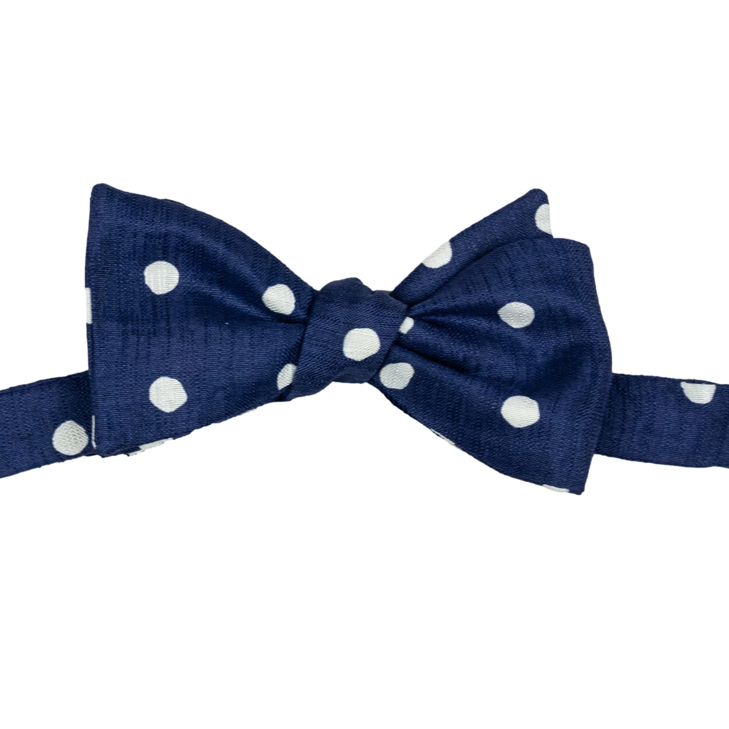 White Polka Dot Silk and Cotton Bow Tie - Image 3