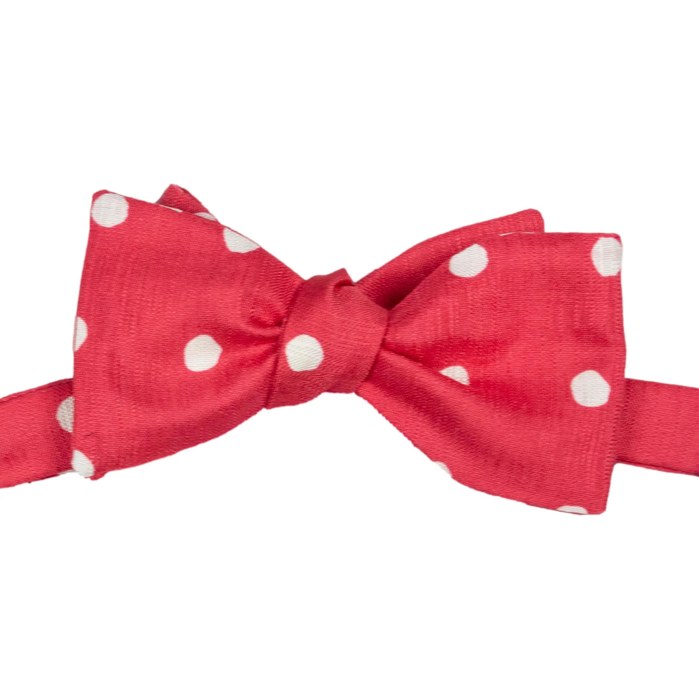 White Polka Dot Silk and Cotton Bow Tie - Image 4