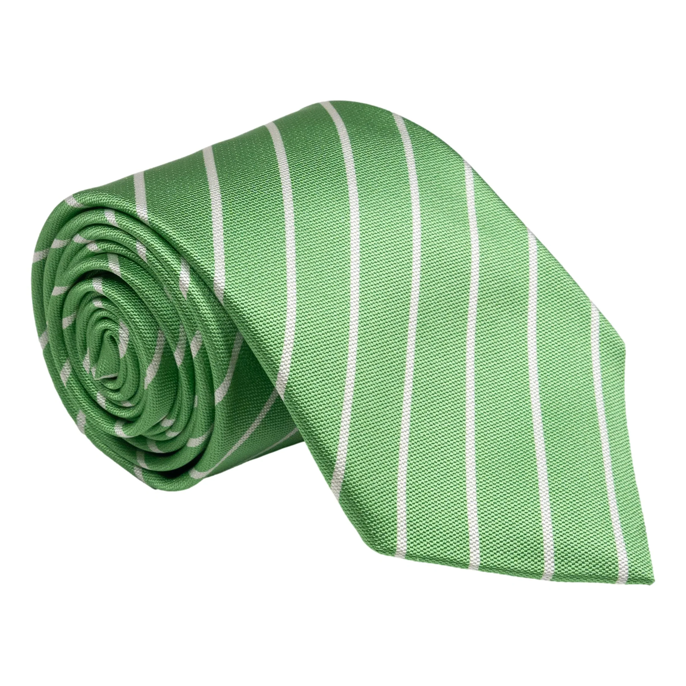 White Repp Stripe with Solid Ground Woven Silk Tie - Image 4