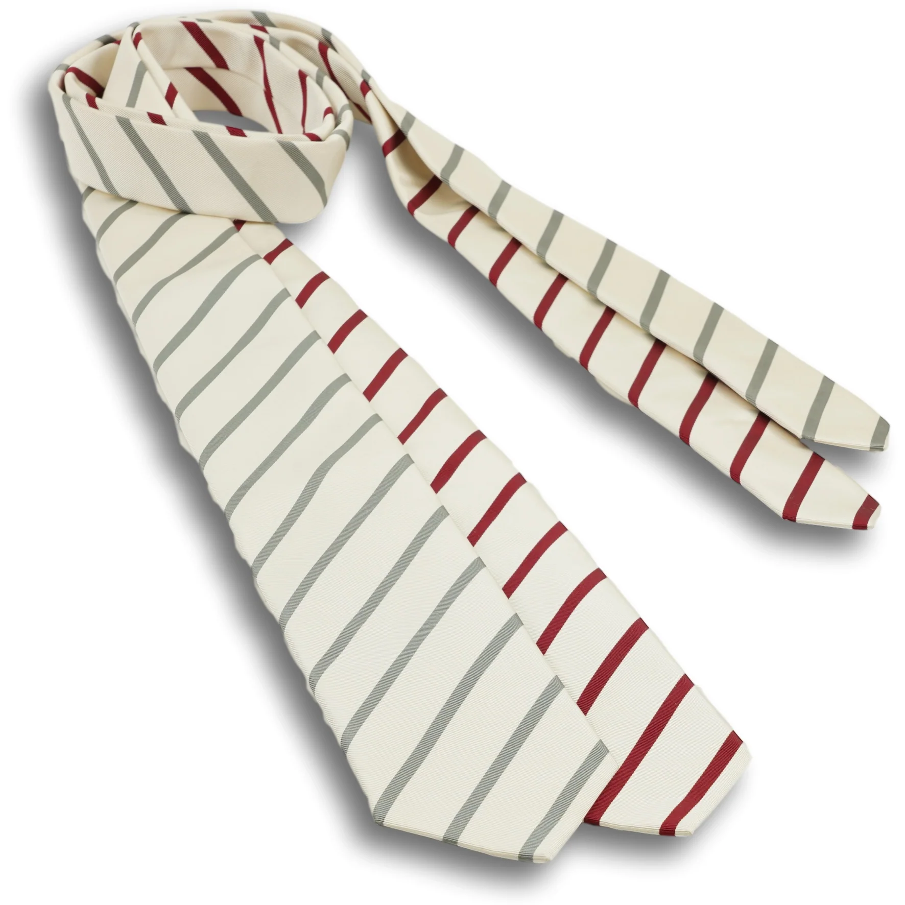White with Silver Stripe Tie - Image 2