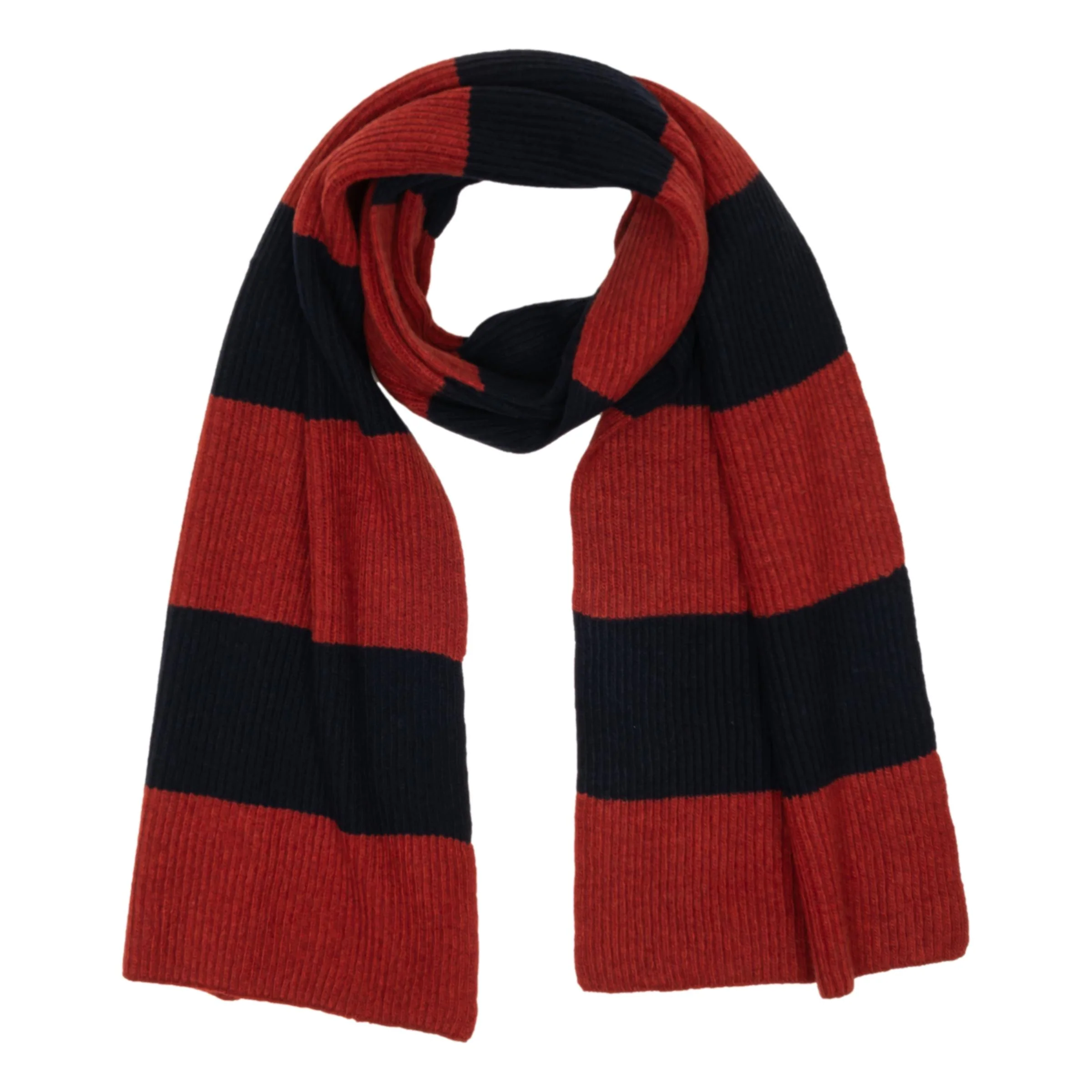 Wool and Cashmere Ribbed Block Stripe Scarf - Image 4