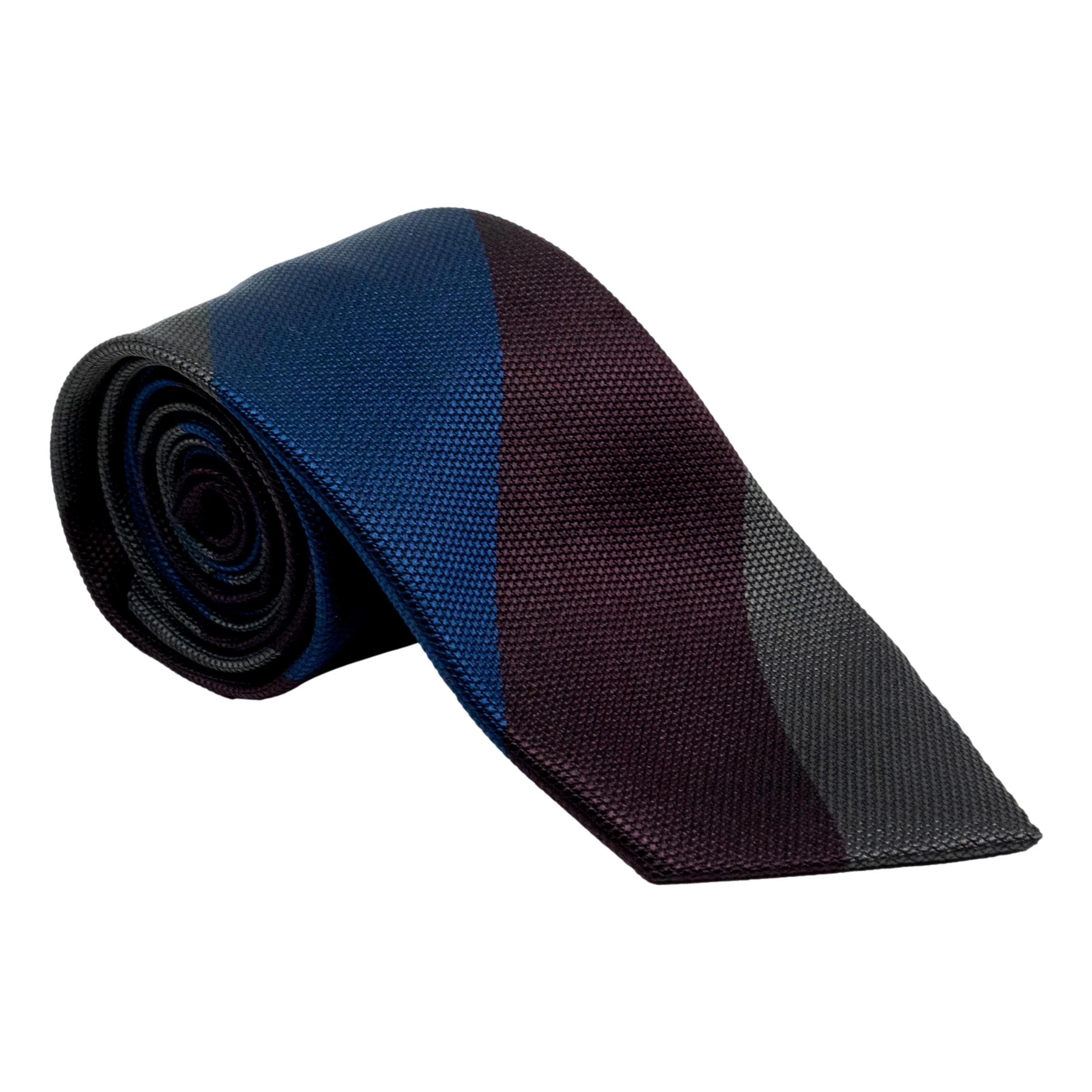 Woven Block Stripe Silk Tie - Image 2