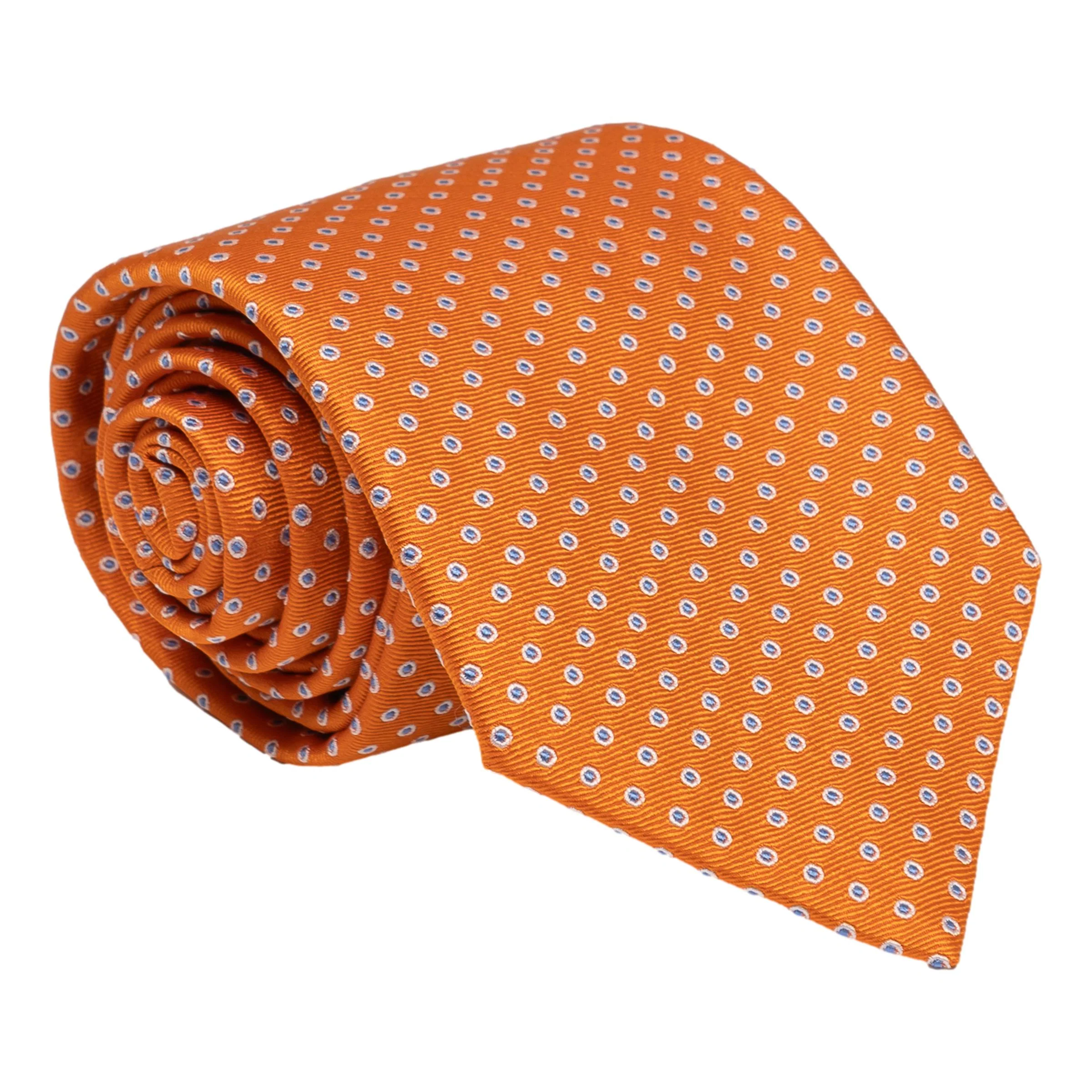 Woven Small White Bordered Blue Dot Neat Silk Tie - Image 2